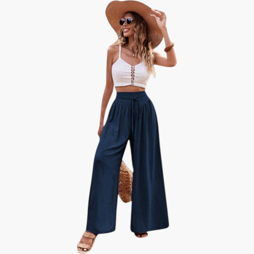 Pantalon Palazzo Femme avec Taille Haute