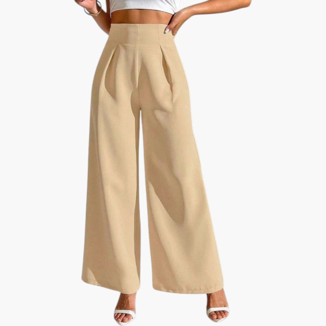Pantalon Palazzo Femme avec Taille Haute et Jambes Larges
