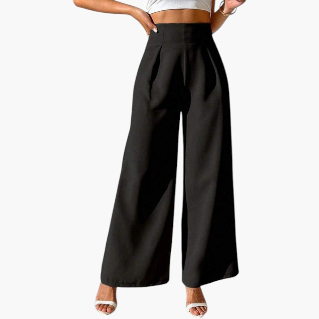 Pantalon Palazzo Femme avec Taille Haute et Jambes Larges