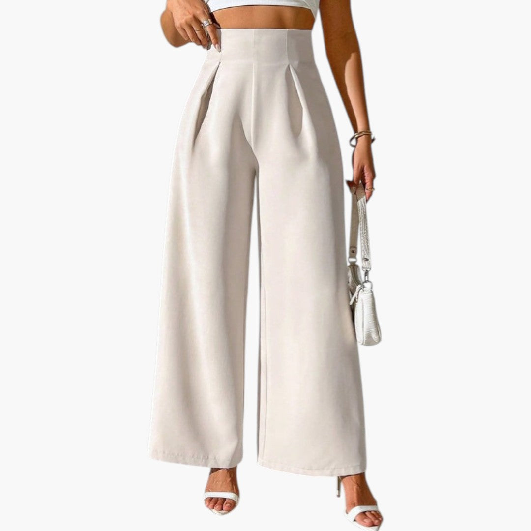 Pantalon Palazzo Femme avec Taille Haute et Jambes Larges
