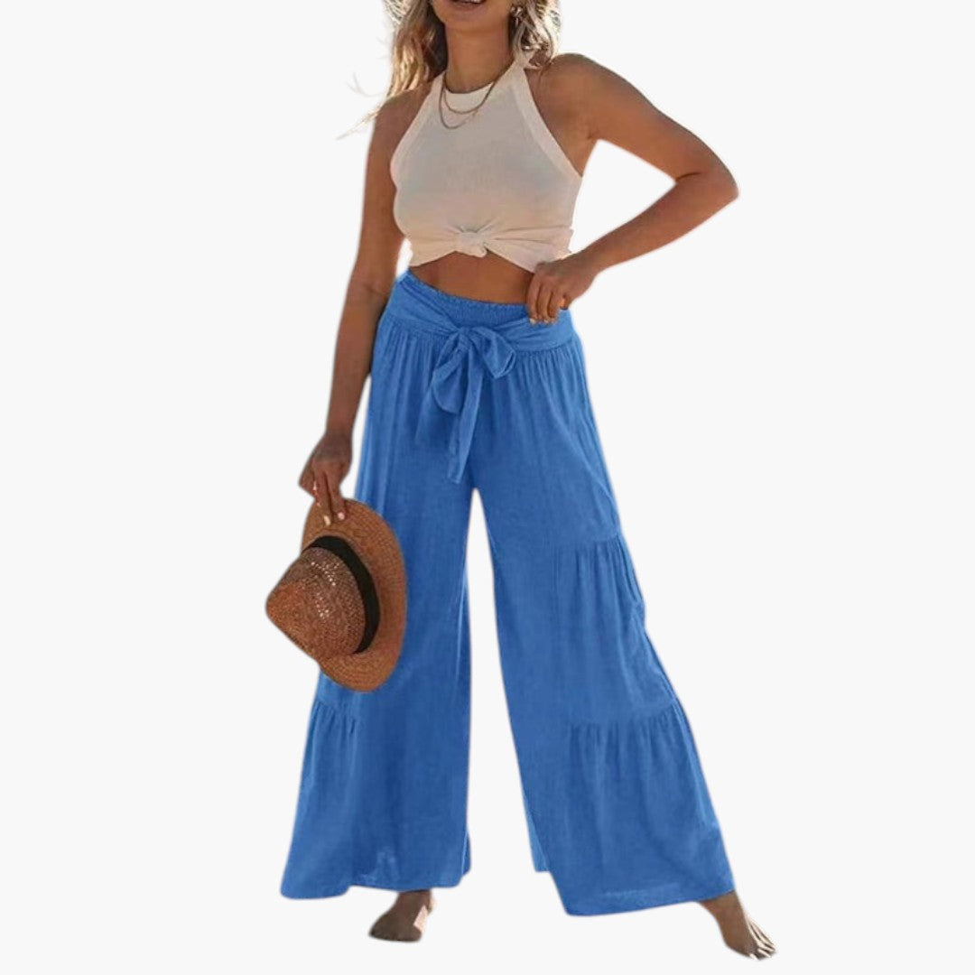 Pantaloni Palazzo da Donna con Cintura da Annodare