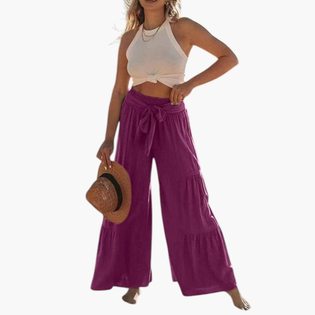 Pantaloni Palazzo da Donna con Cintura da Annodare
