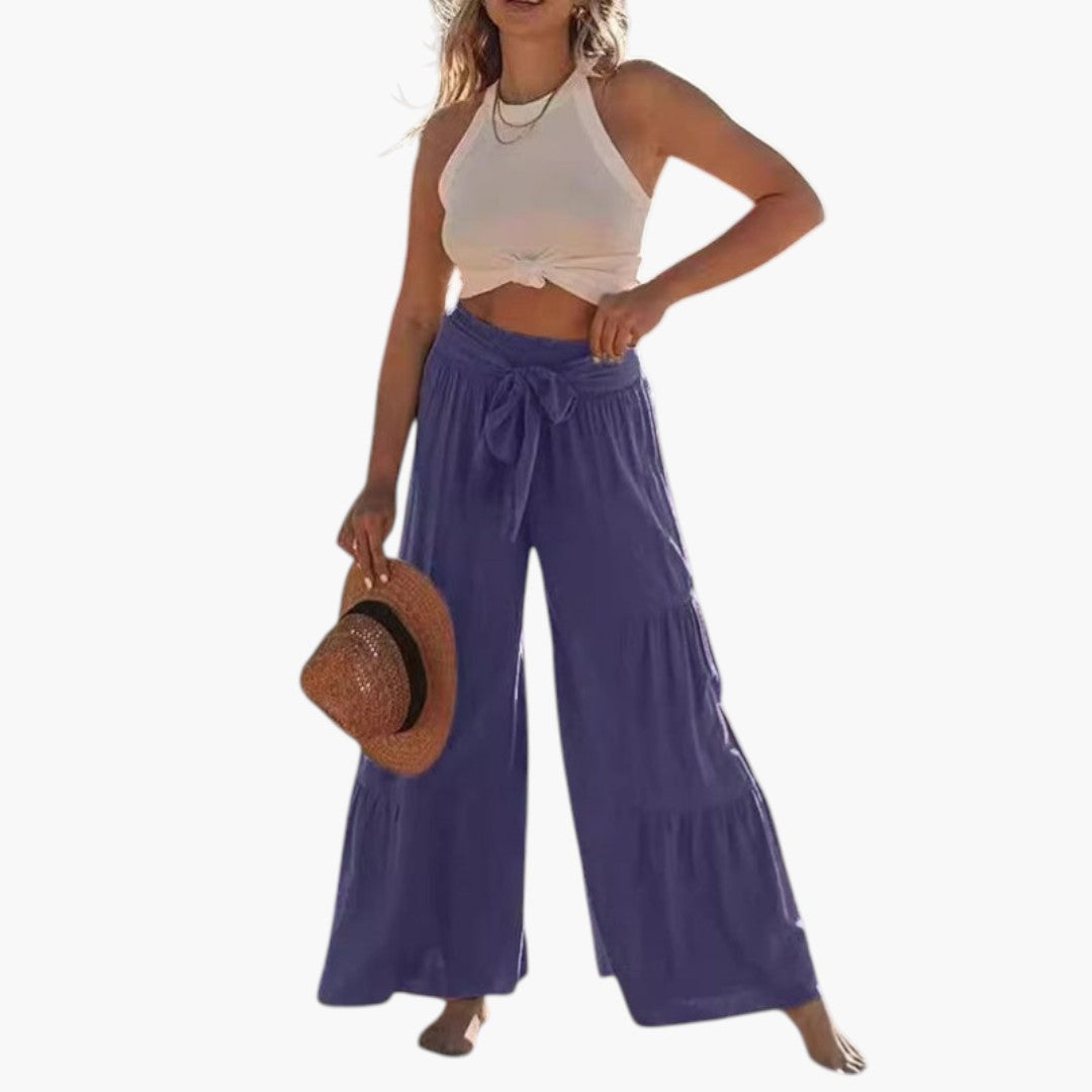 Pantaloni Palazzo da Donna con Cintura da Annodare