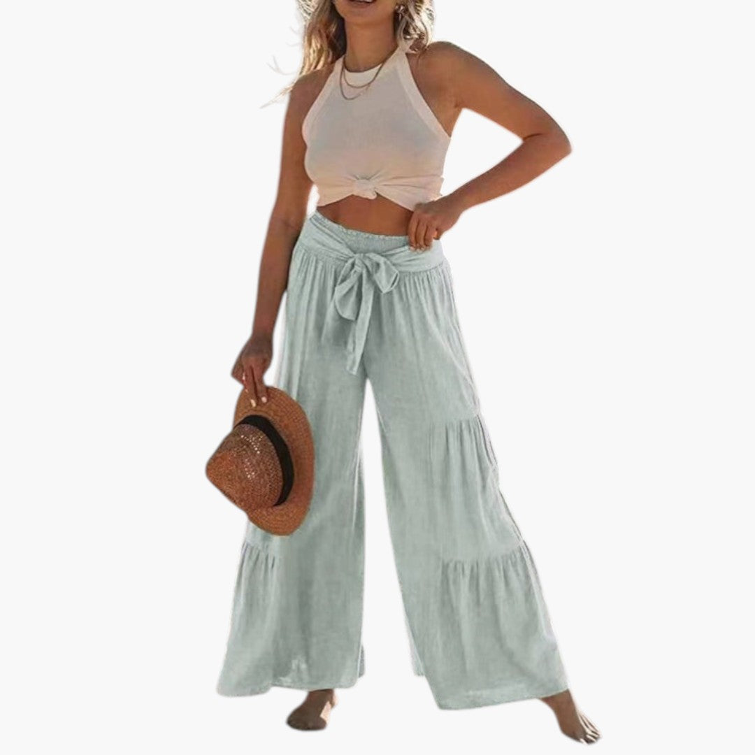 Pantaloni Palazzo da Donna con Cintura da Annodare