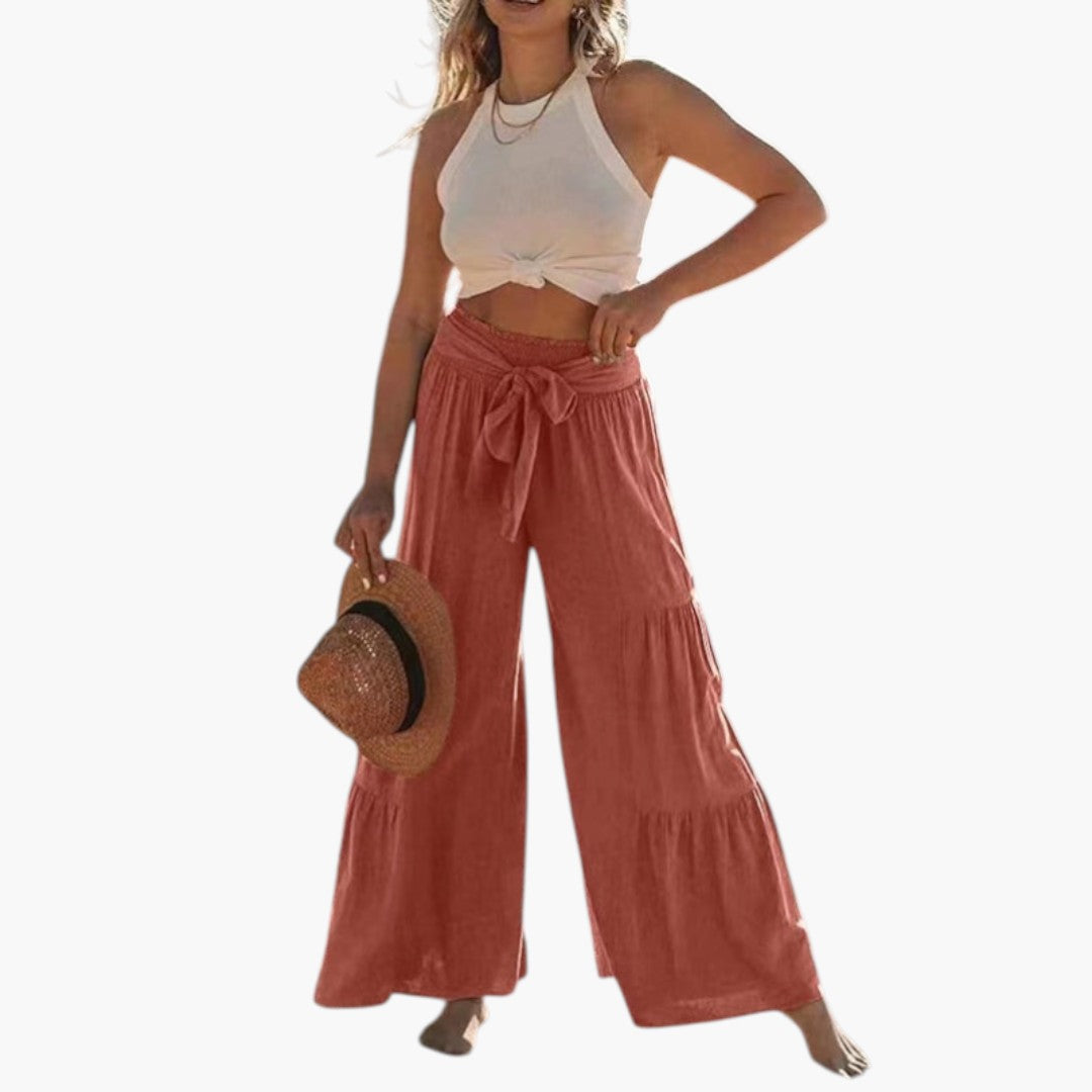 Pantaloni Palazzo da Donna con Cintura da Annodare