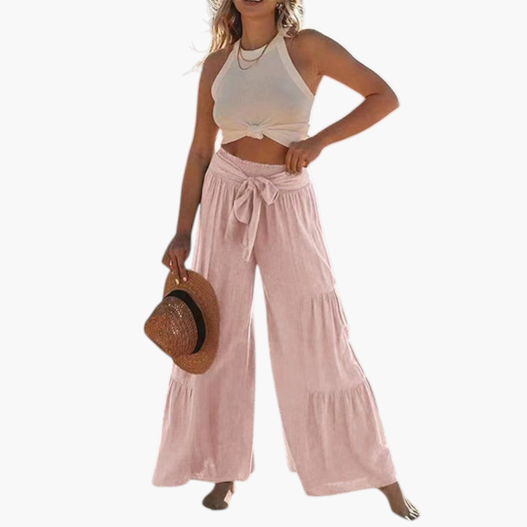 Pantaloni Palazzo da Donna con Cintura da Annodare