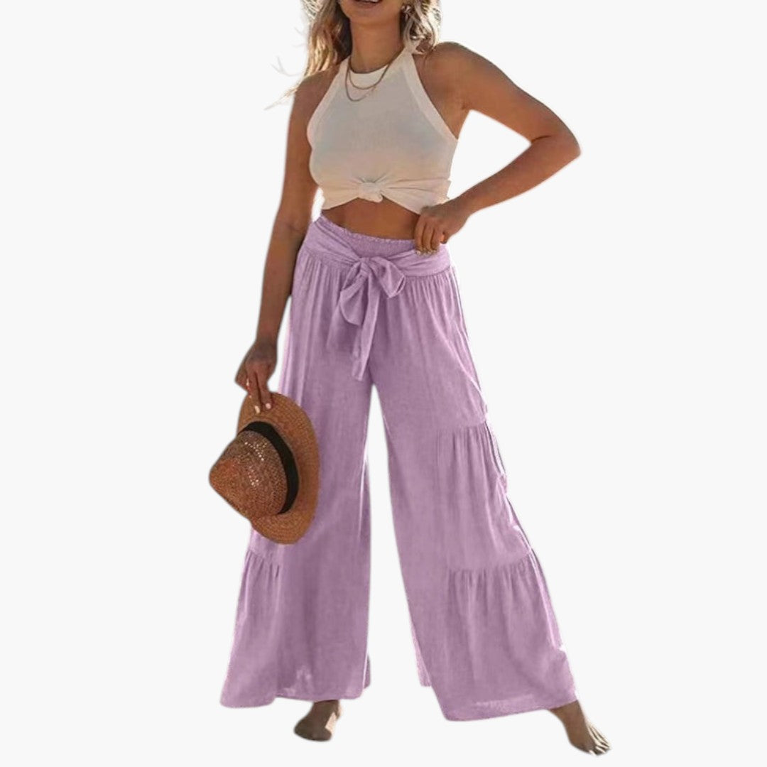 Pantaloni Palazzo da Donna con Cintura da Annodare