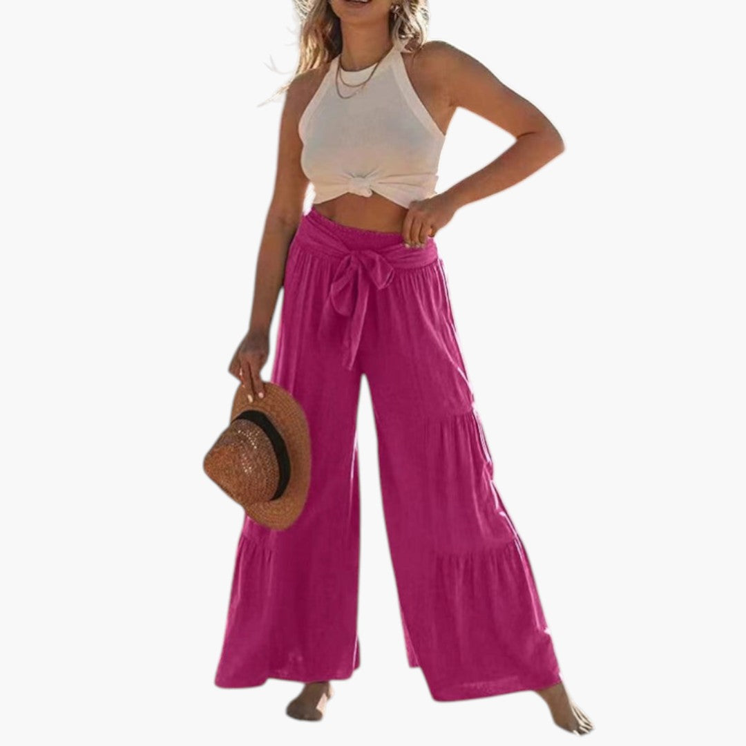 Pantaloni Palazzo da Donna con Cintura da Annodare