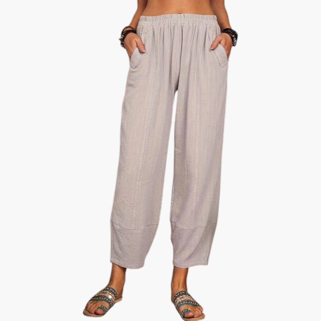 Pantaloni Palazzo da Donna con Vita Elastica e Tasche