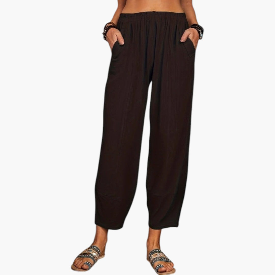 Pantaloni Palazzo da Donna con Vita Elastica e Tasche
