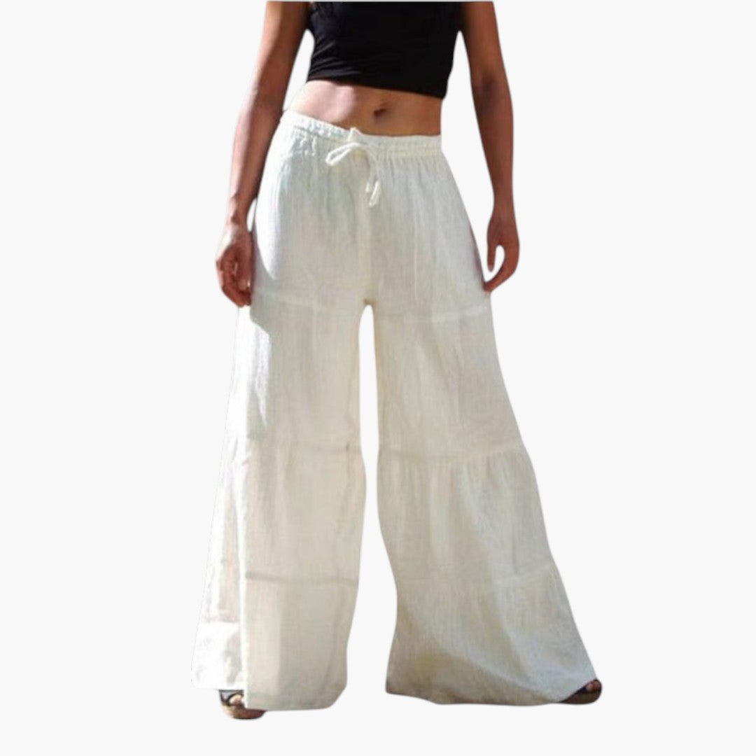 Pantalon Palazzo pour Femme avec Taille Élastique