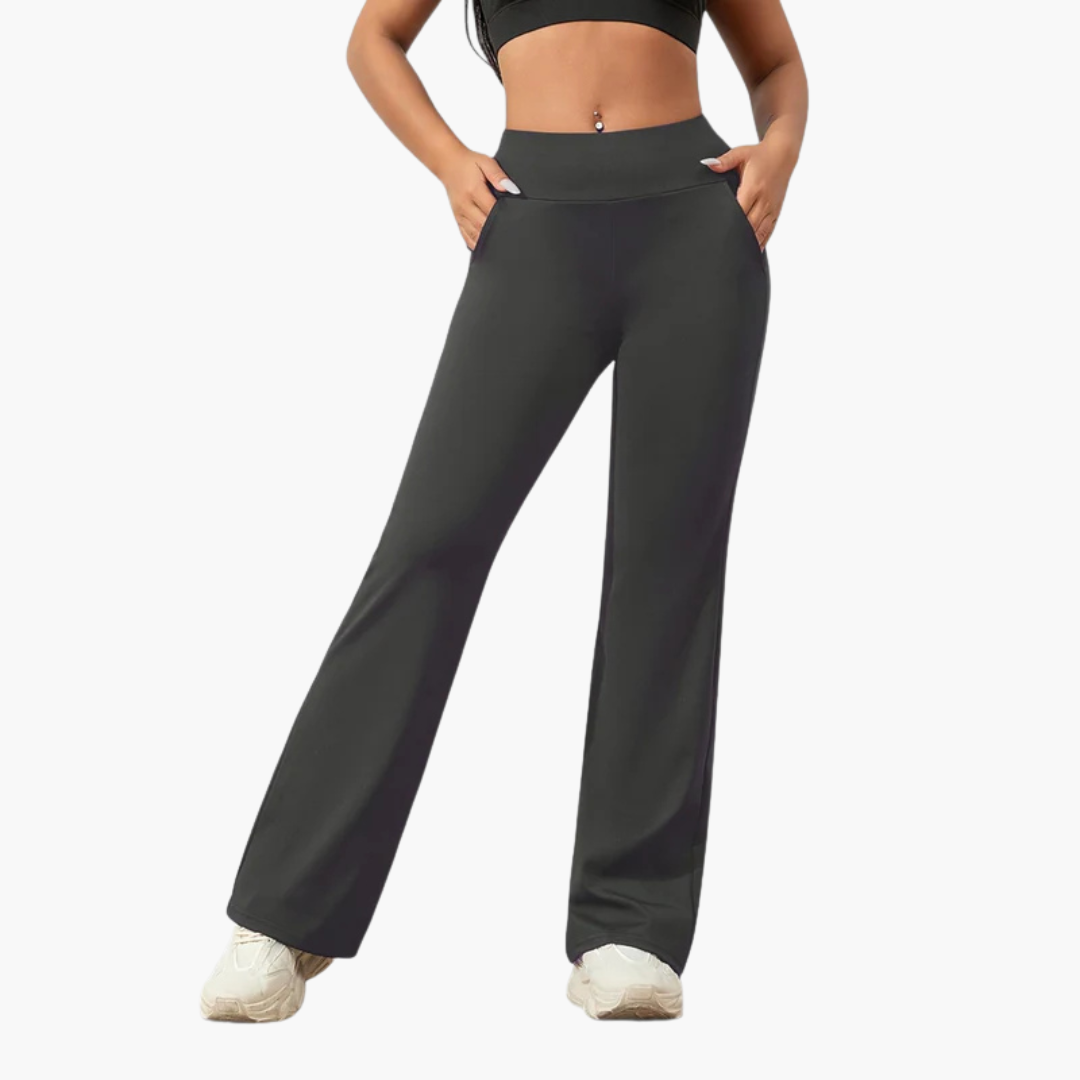Pantalon pour femme avec taille élastique et jambe droite