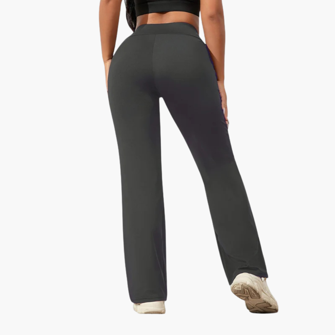 Pantalon pour femme avec taille élastique et jambe droite