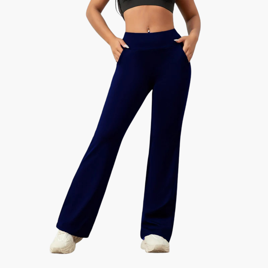 Pantalon pour femme avec taille élastique et jambe droite