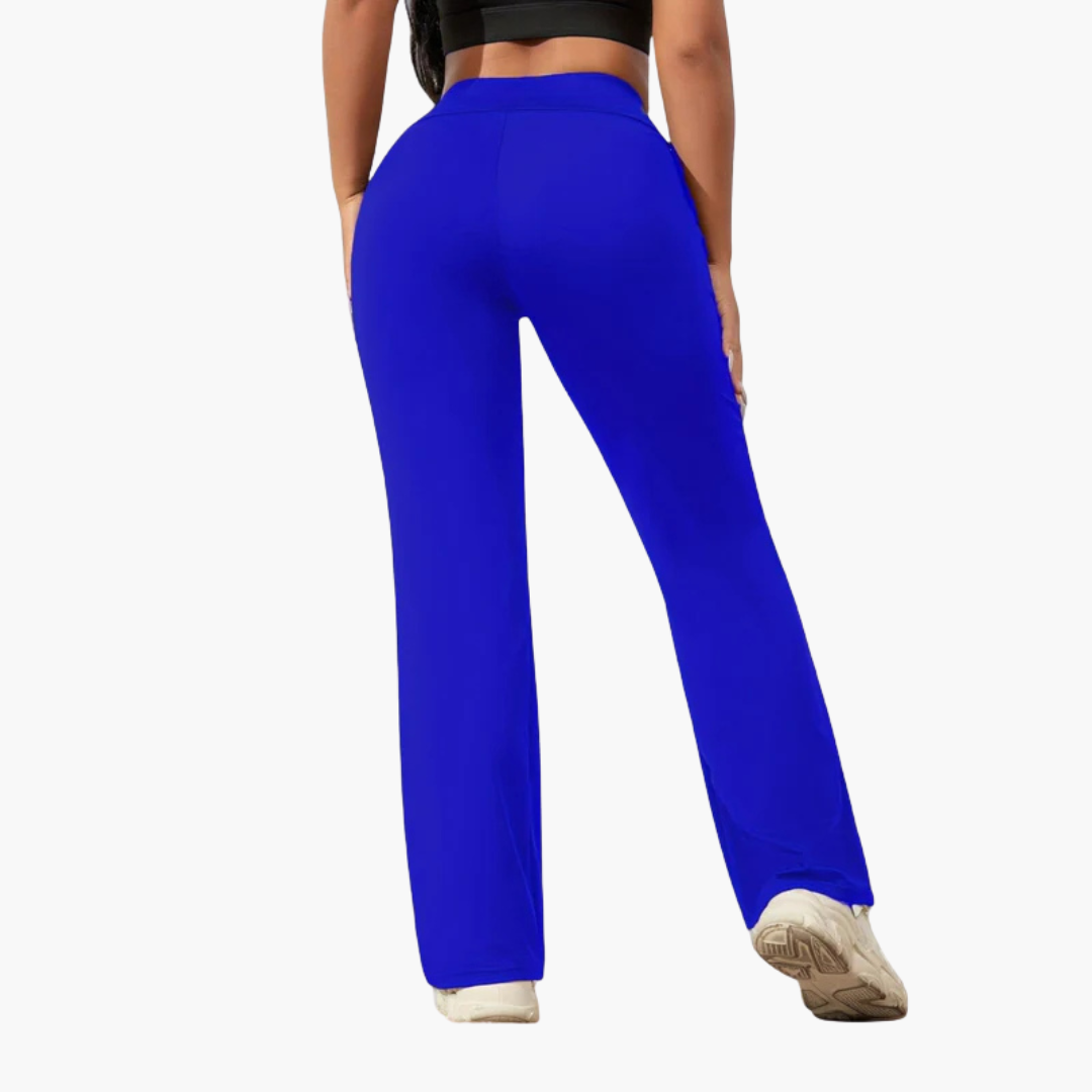 Pantalon pour femme avec taille élastique et jambe droite