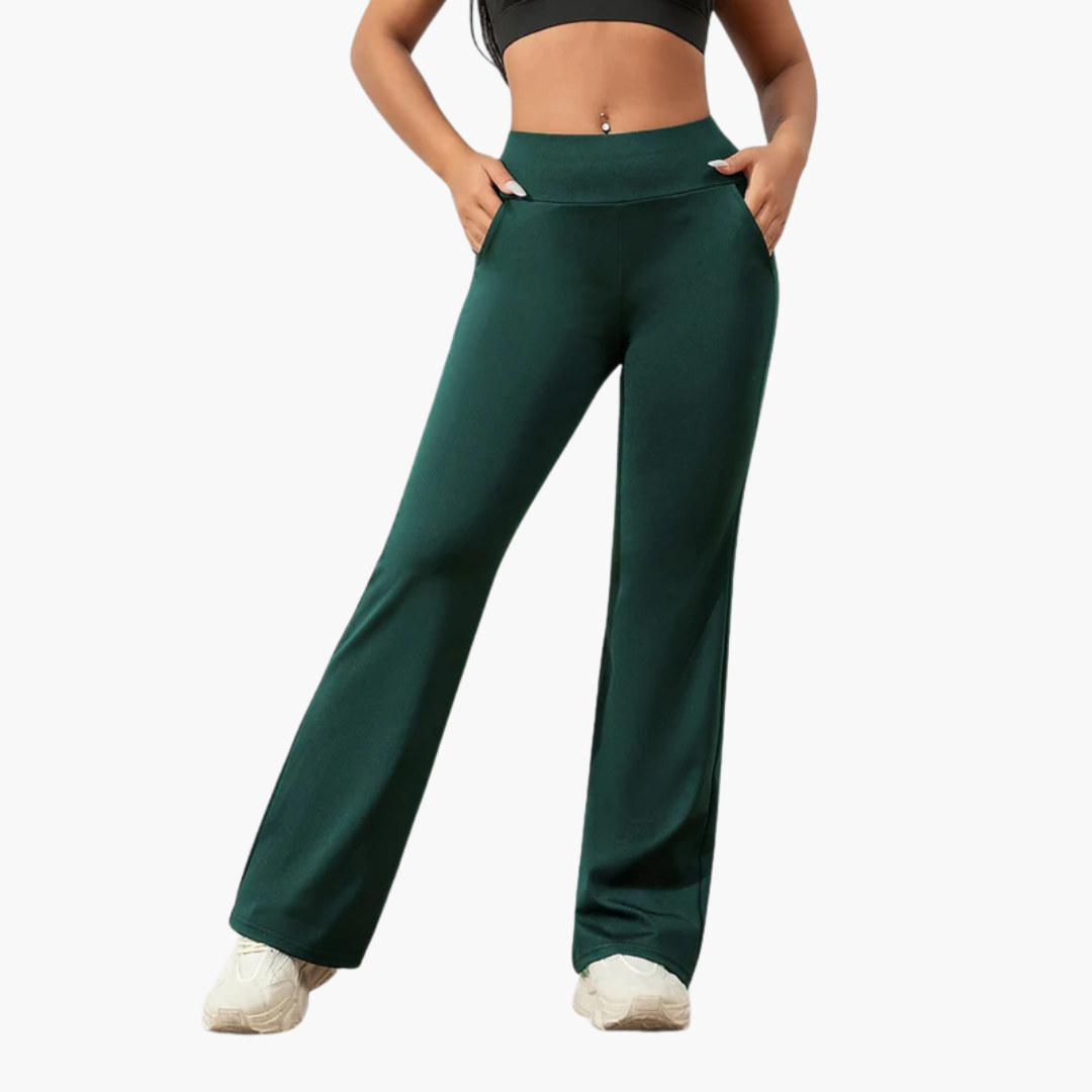 Pantalon pour femme avec taille élastique et jambe droite