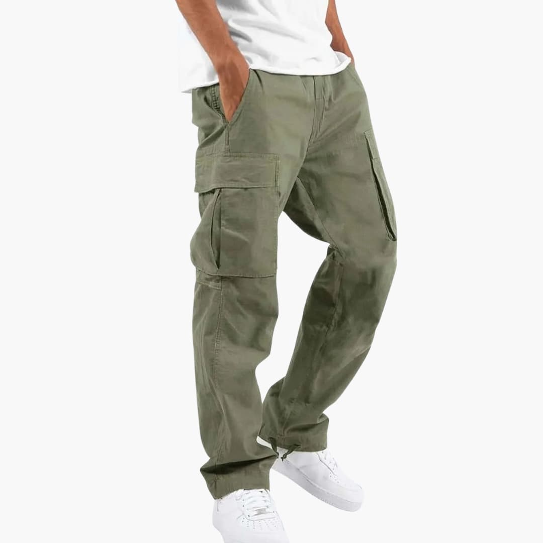 Pantalon cargo homme avec poches multiples et coupe droite