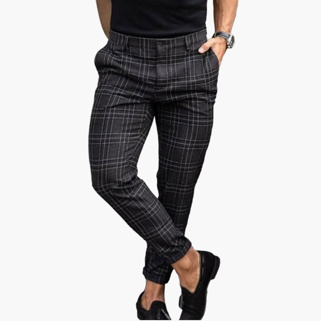 Pantalon chino homme à motif carreaux avec coupe ajustée