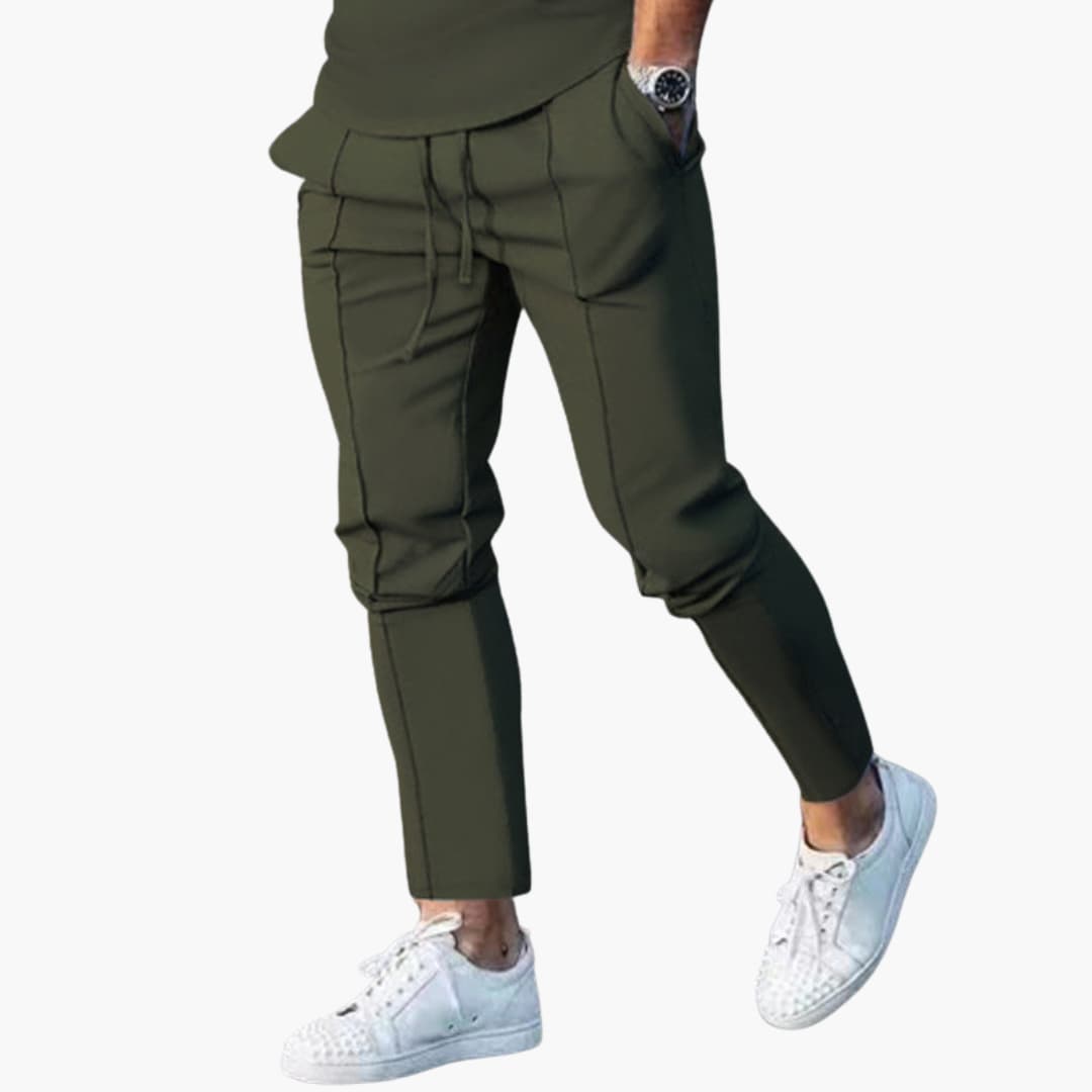 Pantalon décontracté homme avec taille élastique et poches latérales