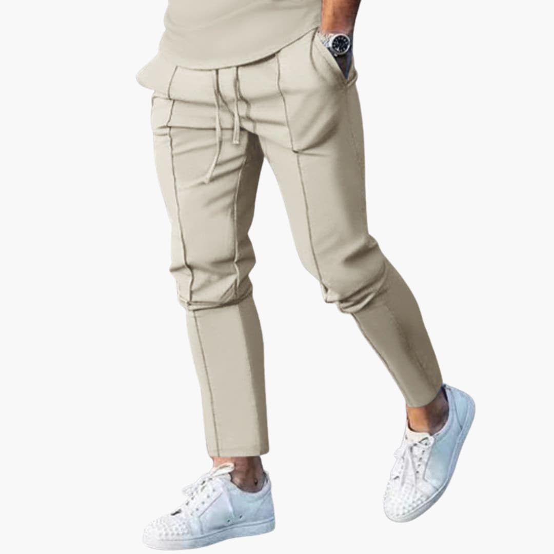 Pantalon décontracté homme avec taille élastique et poches latérales
