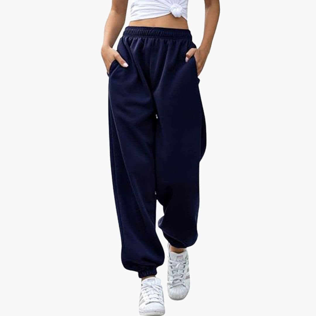 Pantalon de jogging femme taille haute coupe large
