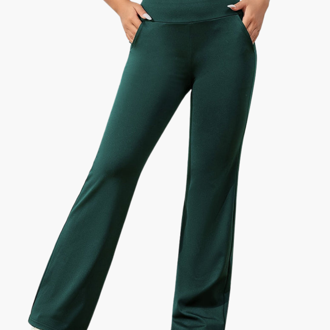 Pantalon évasé pour femme avec taille élastiquée et poches latérales