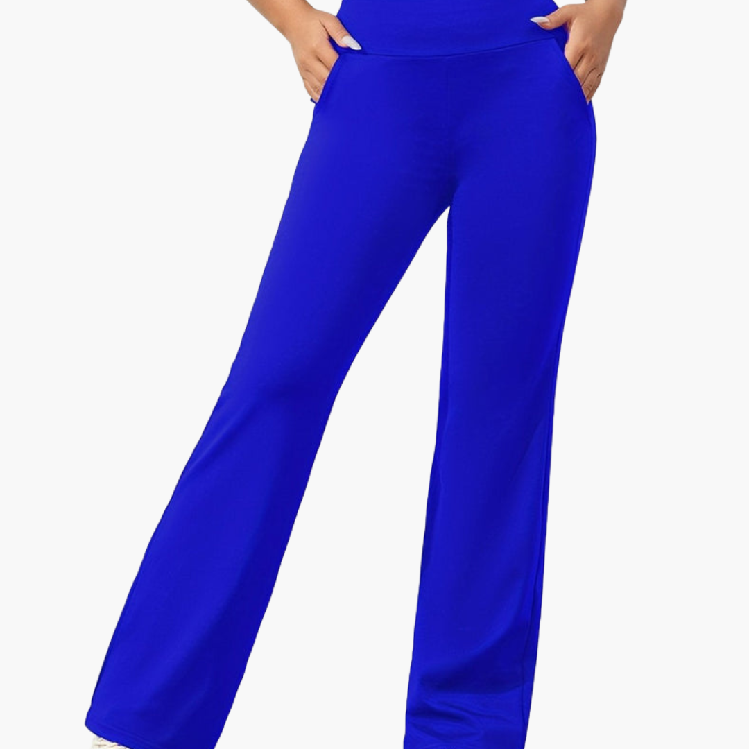 Pantalon évasé pour femme avec taille élastiquée et poches latérales