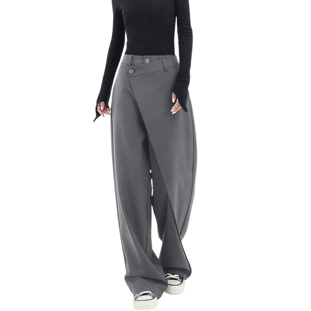 Women's pants with asymmetrical waist