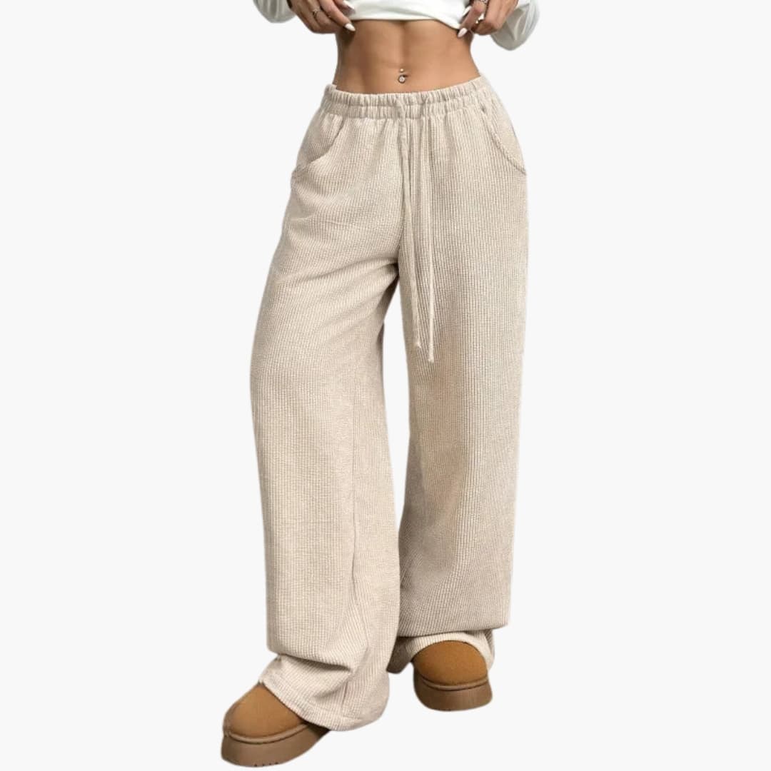 Pantaloni in velluto a coste vita alta da donna taglio casuale