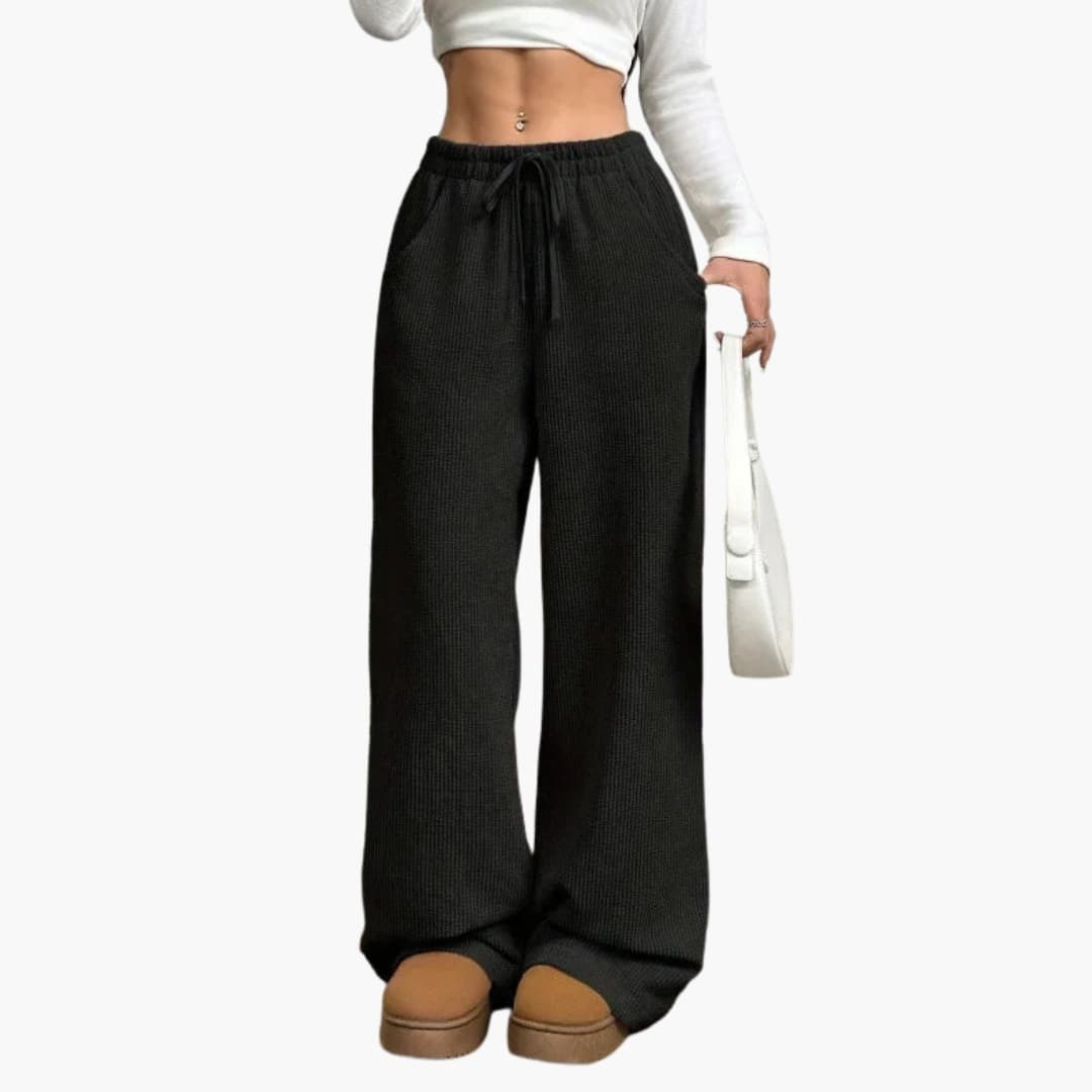Pantaloni in velluto a coste vita alta da donna taglio casuale