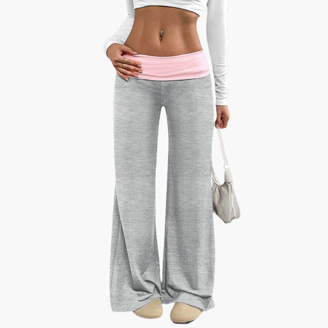 Pantalon femme jambe large avec taille élastique