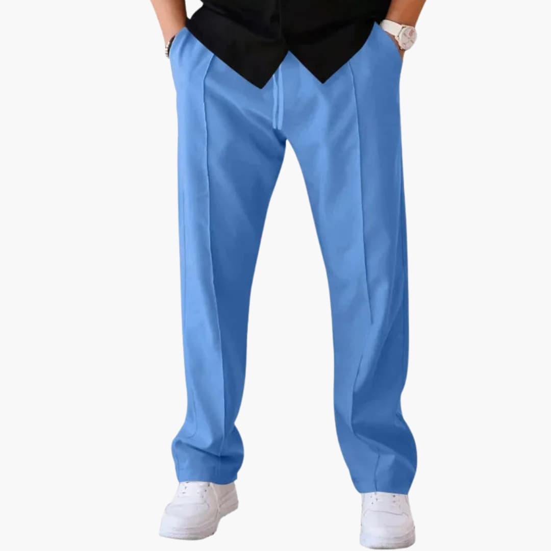 Pantalon homme coupe droite ample avec taille réglable à cordon