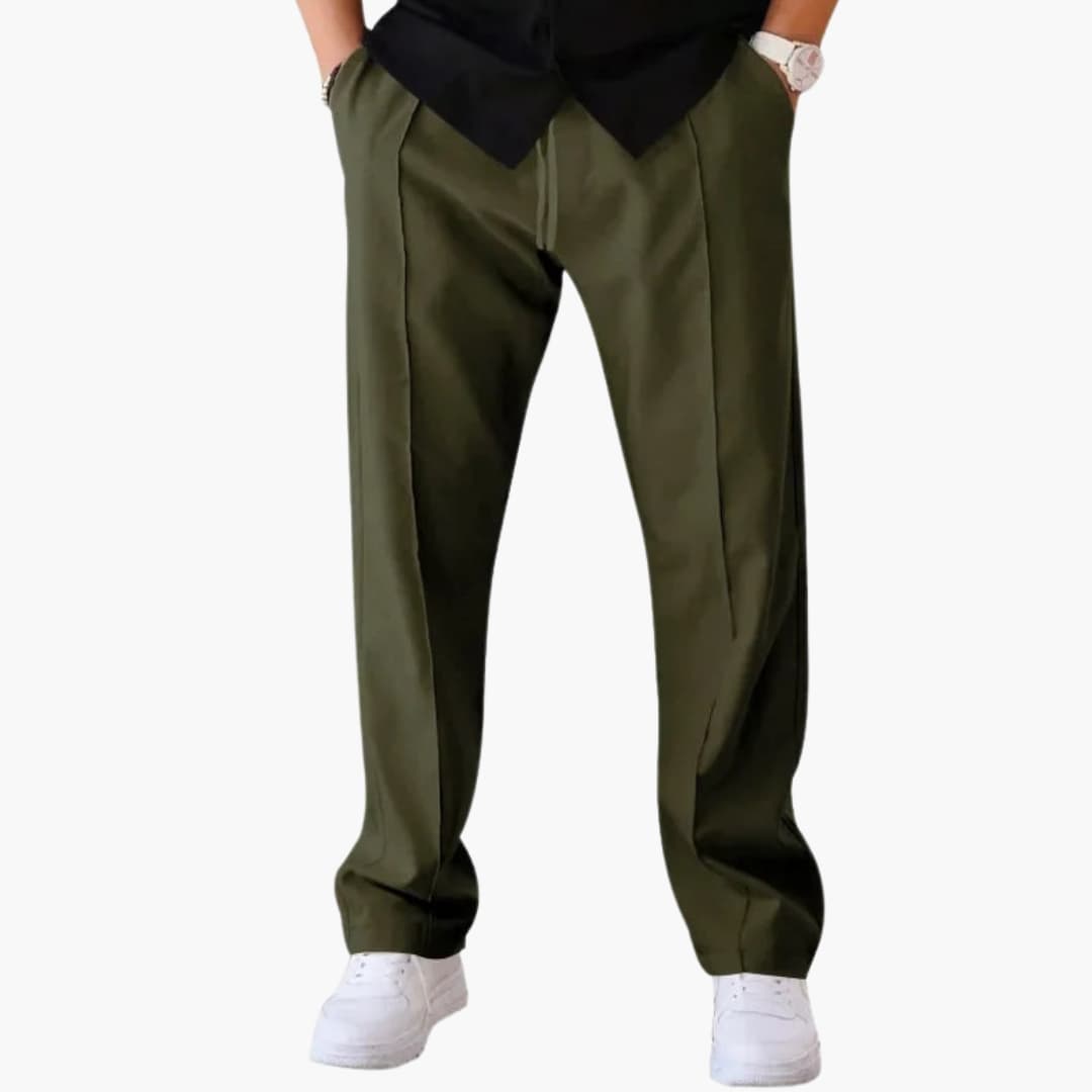 Pantalon homme coupe droite ample avec taille réglable à cordon