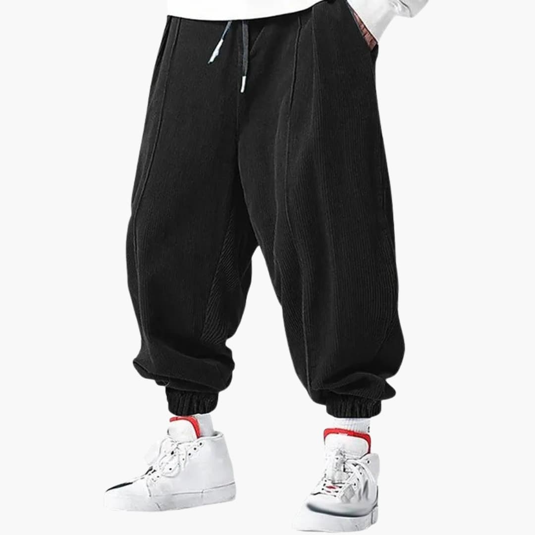 Pantalon homme en velours côtelé décontracté avec taille à cordon