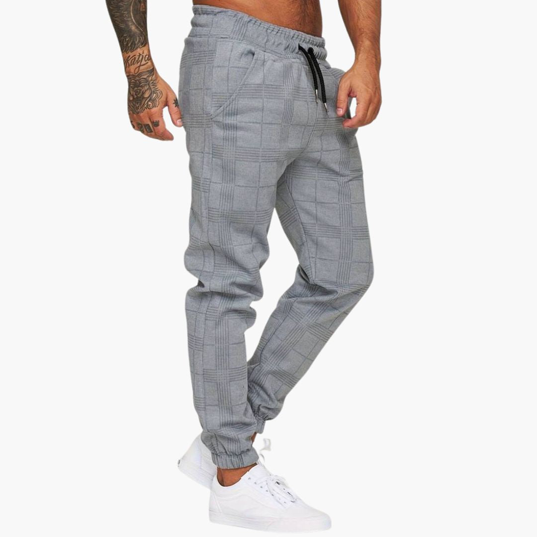 Pantalon jogger homme à carreaux avec poches latérales