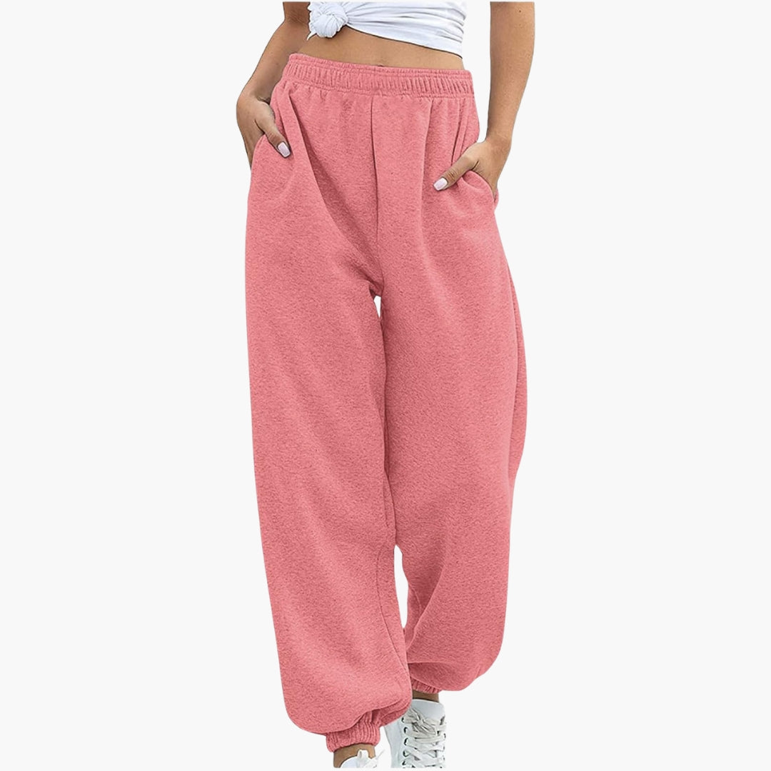 Pantalon jogging femme à jambes larges et taille élastique