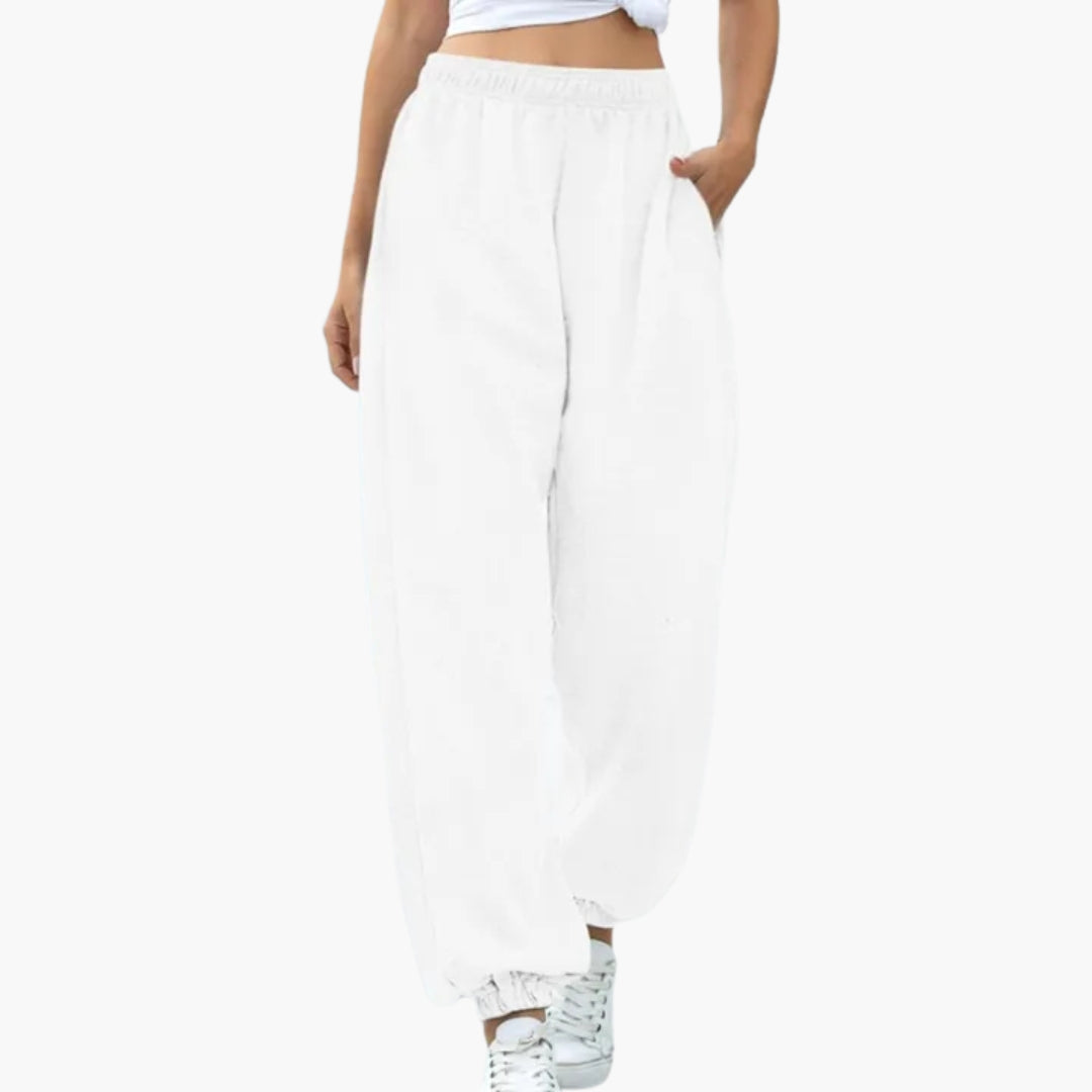 Pantalon jogging femme à jambes larges et taille élastique