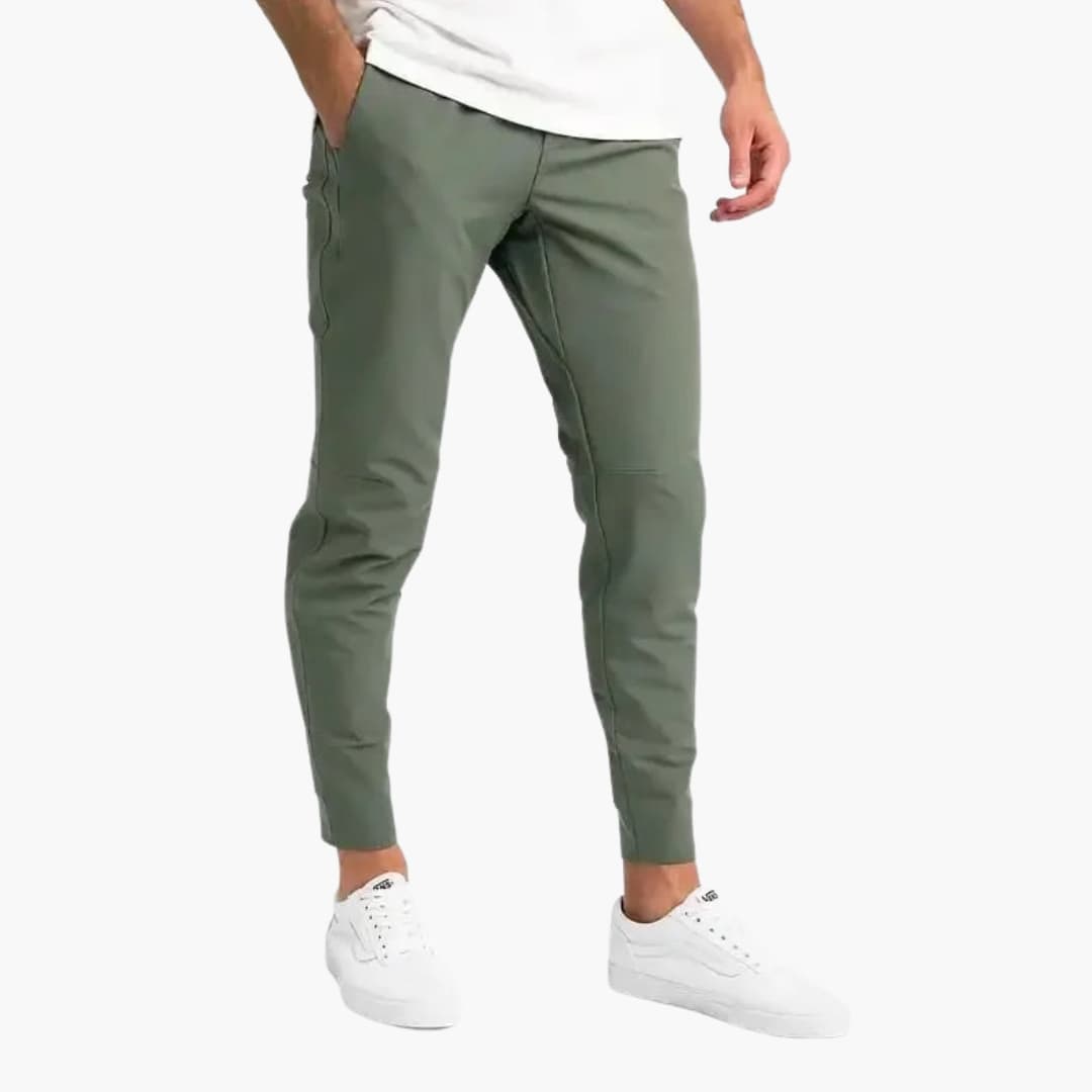 Pantalon stretch homme à taille haute avec poches arrière ouvertes