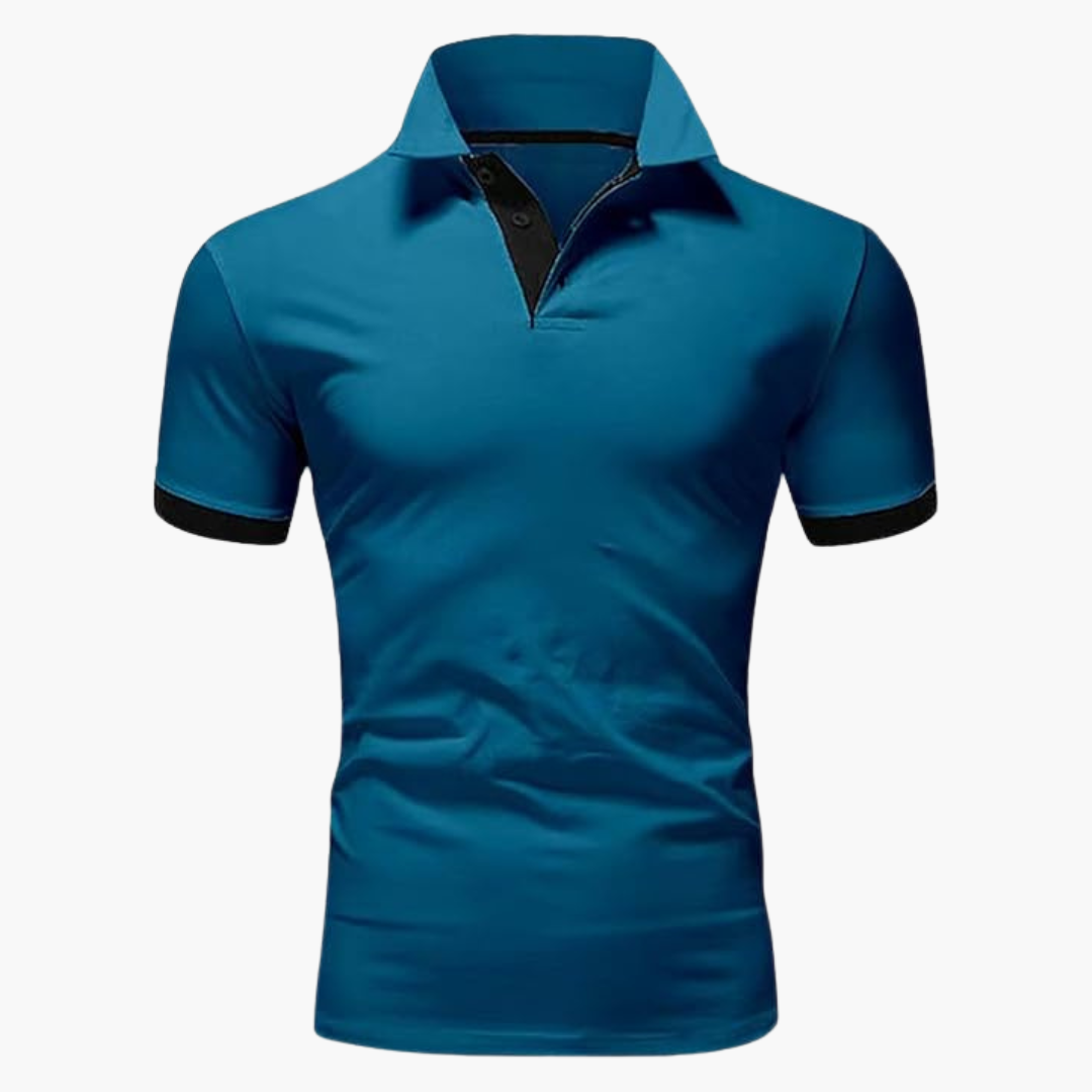 Polo homme à col contrasté et manches courtes