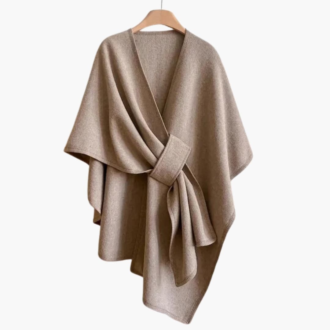 Poncho écharpe long femme en maille douce avec drapé élégant