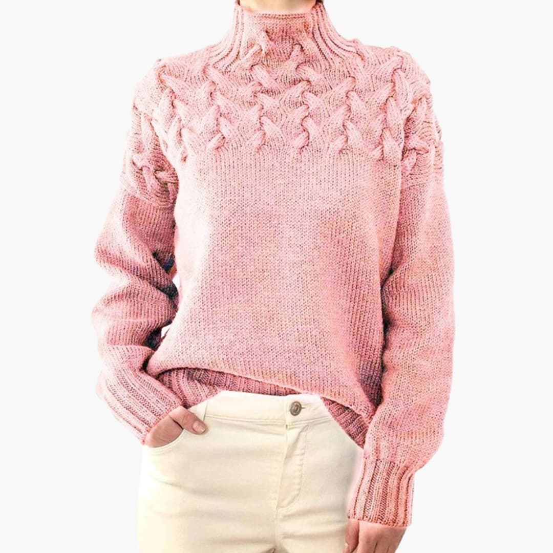 Maglia Donna Collo Alto con Motivo Intrecciato