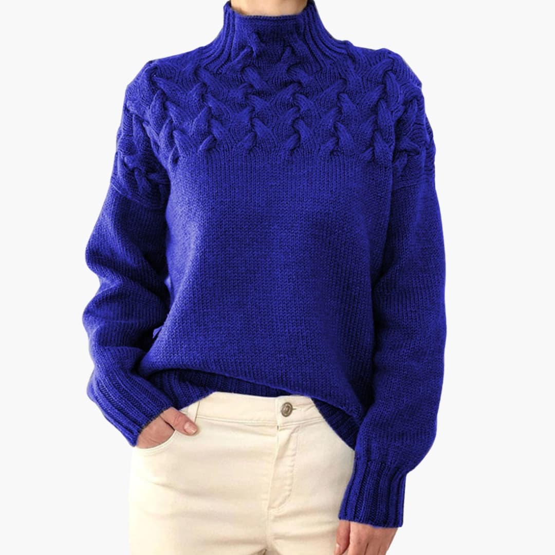 Maglia Donna Collo Alto con Motivo Intrecciato