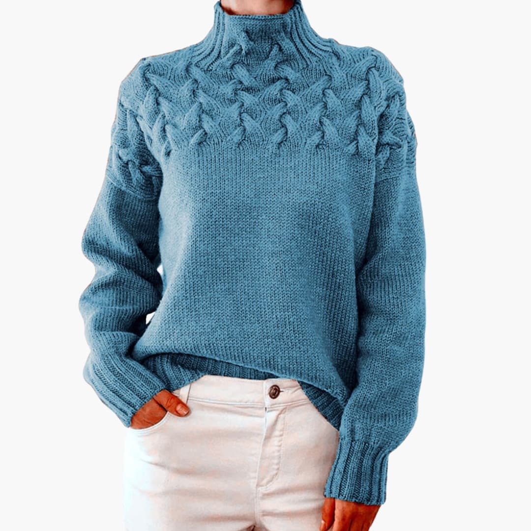 Maglia Donna Collo Alto con Motivo Intrecciato