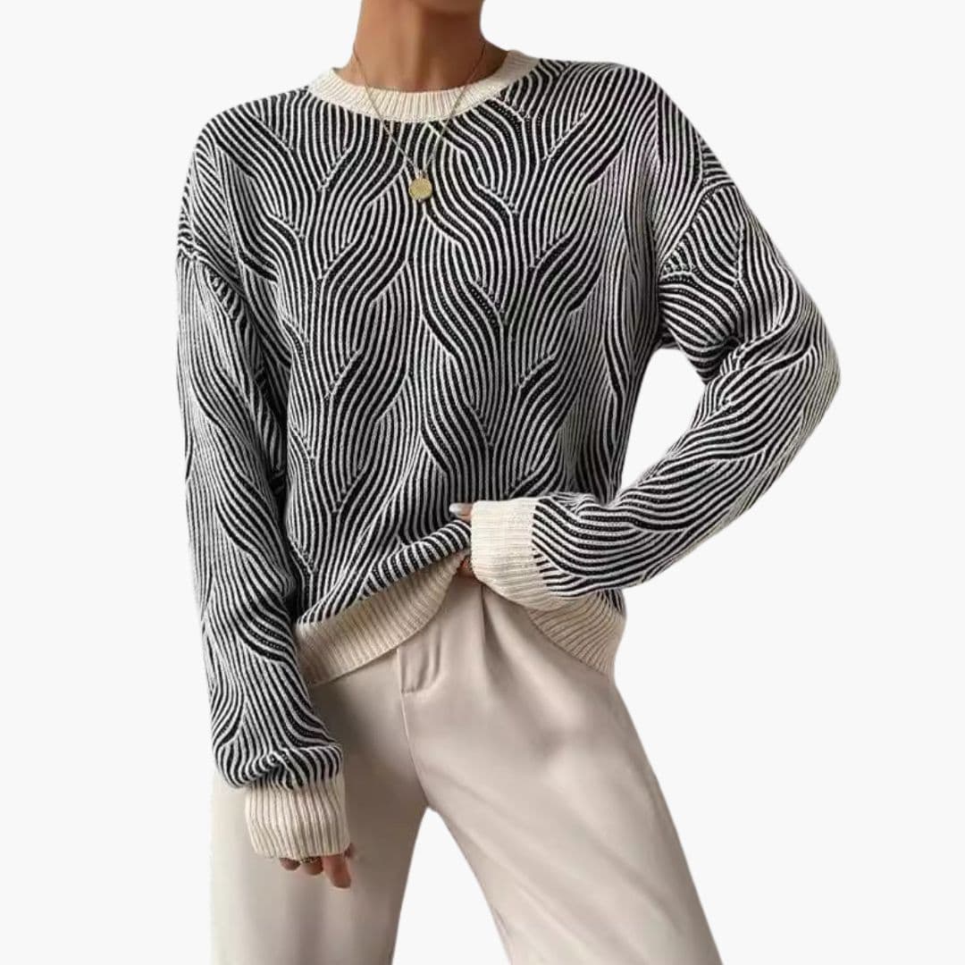 Maglia Donna Girocollo Motivo Onde e maniche lunghe
