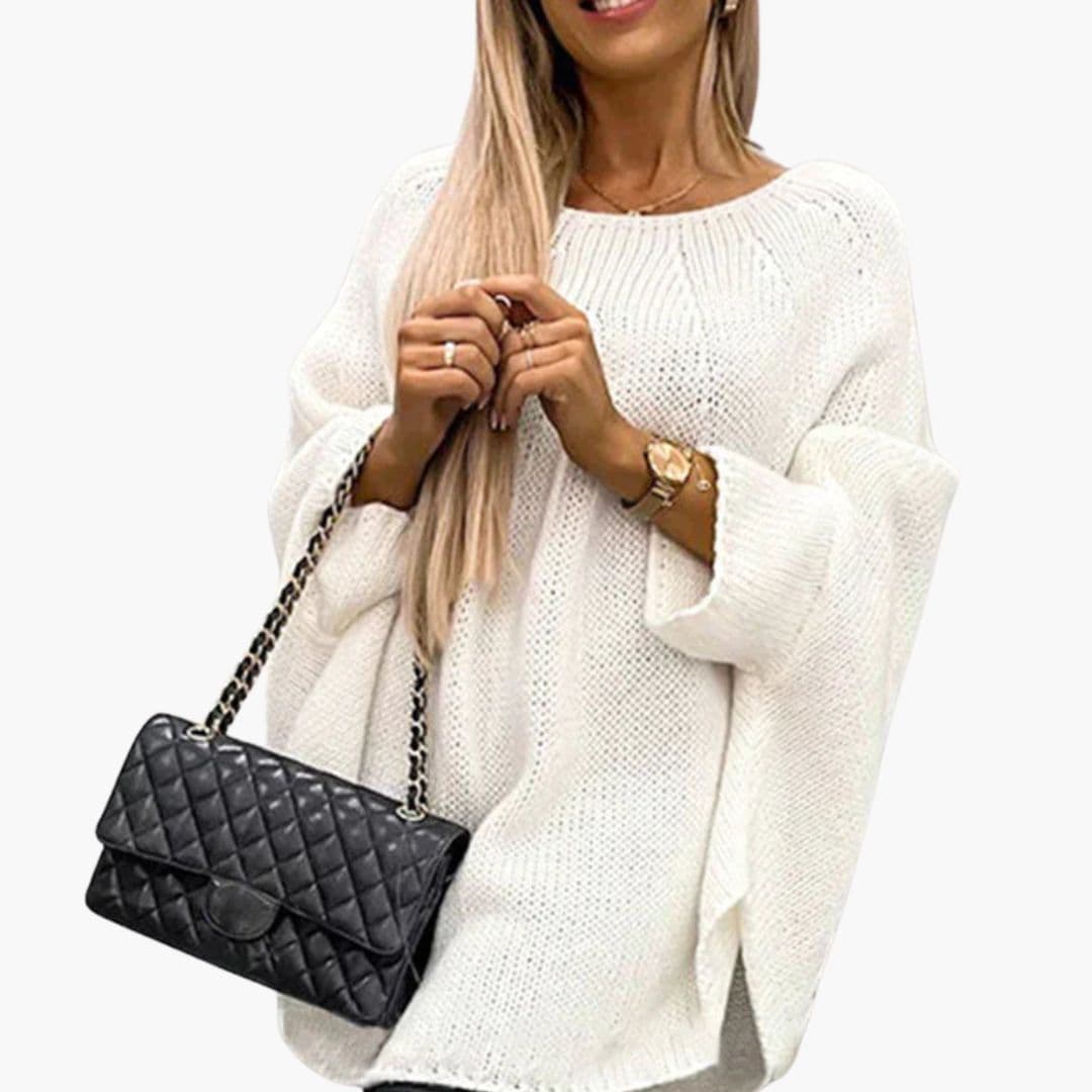Sweter damski z dekoltem w łódkę i szerokimi rękawami