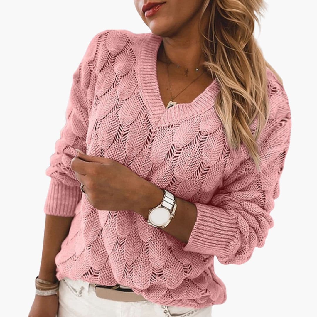 Pull Femme en Maille Col V Surface Texturée
