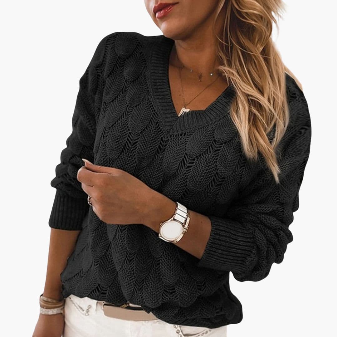 Pull Femme en Maille Col V Surface Texturée