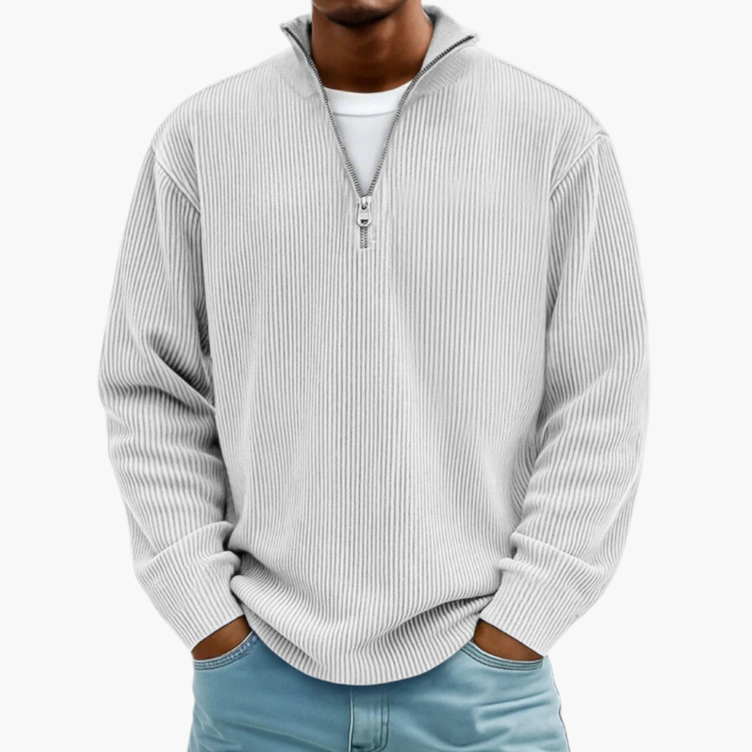 Maglione Uomo con Collo con Zip e Superficie Costellata
