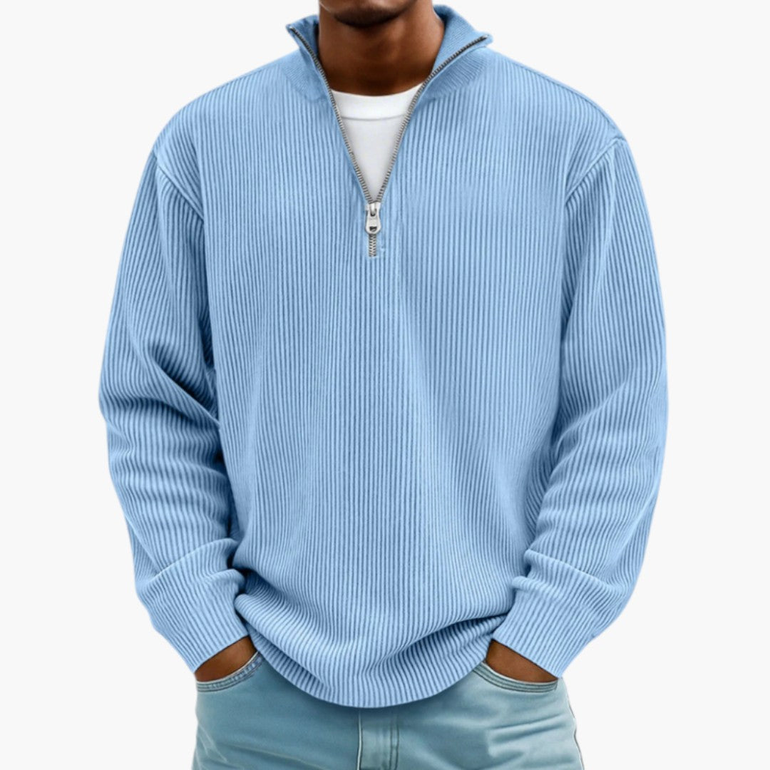 Maglione Uomo con Collo con Zip e Superficie Costellata