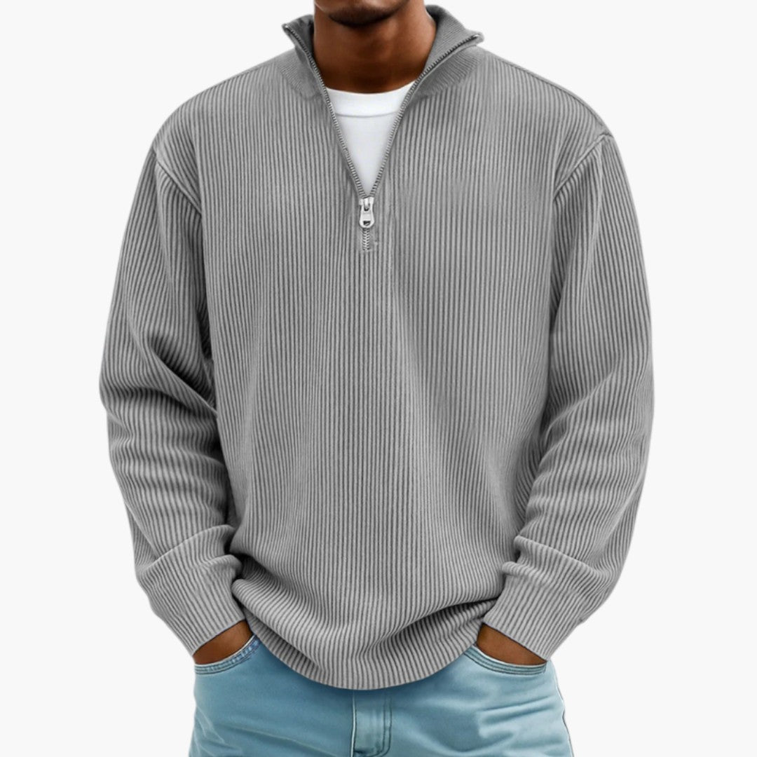 Maglione Uomo con Collo con Zip e Superficie Costellata